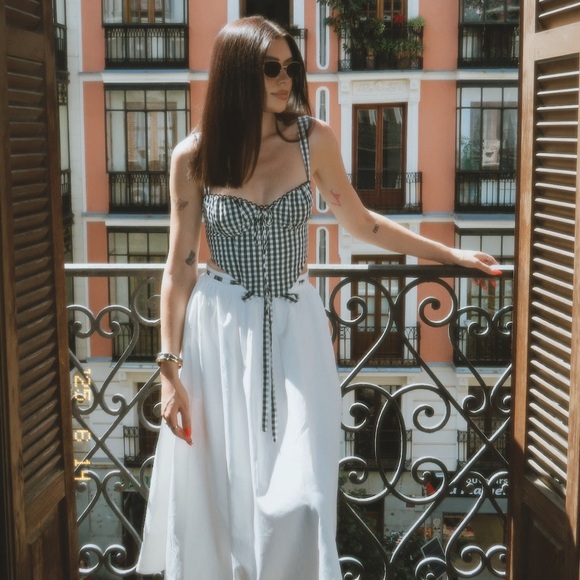 For Love And Lemons Georgia Poplin Midi A-Line Skirt - Picture 3 of 3